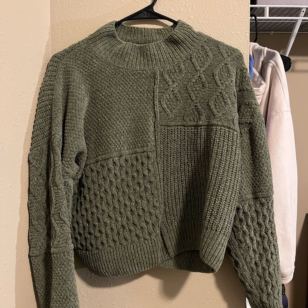 Olive Green Cable Knit Sweater